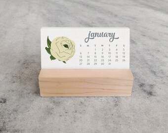 2019 Desk Calendar | Mini Desk Calendar 2019 | Monthly Calendar, stocking stuffer, Wildflower