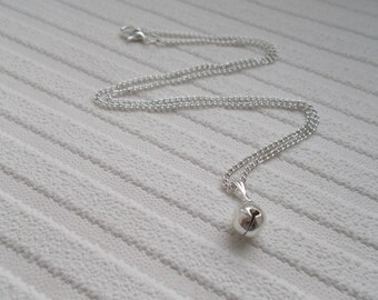 jingle bell necklace - christmas necklace - dainty necklace - silver bell charm