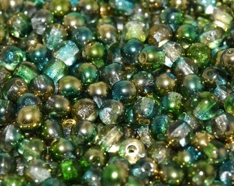NEW Czech Glass Crystal Sunny Magic Summer Green Round Beads 6mm 25pcs