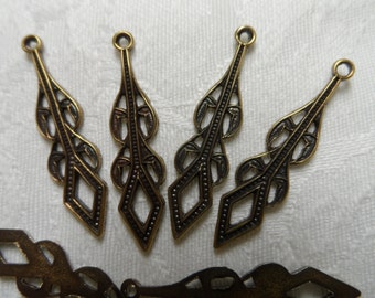 Vintage gold plate brass solid earring drops,1&3/8th",8pcs-ERG118
