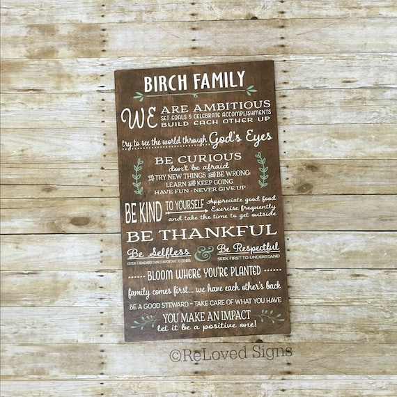 Custom Family Mission Statement Sign Christian Family Rules