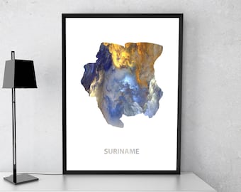 Suriname poster, Suriname art, Suriname map, Suriname print, Gift print, Poster
