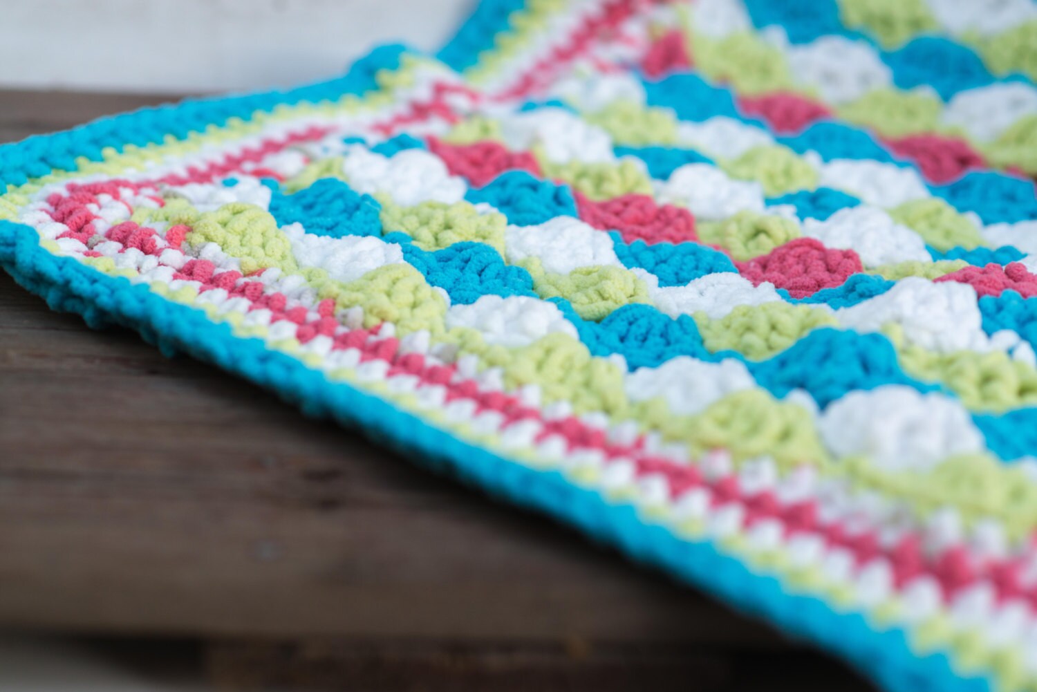 Softest Baby Blanket Turquoise Lime White Coral