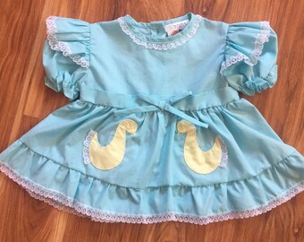 Vintage baby girls swans spring dress sz 12 months