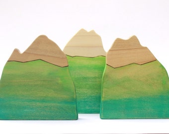 wooden mountain, waldorf nature table, wooden home decor, waldorf toys, mountain decor