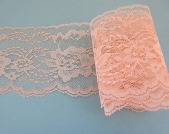Peach Lace Trim Ribbon 4" inch wide DIY Wedding Lace Invitations Floral Lace Sewing Bridal Gift Wrap Gift Basket Home Decor Wreath wl078