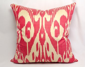 Red Cream ikat pillow cover, Red Ikat Decorative Pillow, Red Ikat Throw Pillow Red Ikat Couch Pillow, Red Pillow Cushion, Red sofa cushion