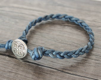 Blue Braided Leather Bracelet • blue leather braided bracelet • blue leather bracelet • blue braided leather bracelet • B1BL005