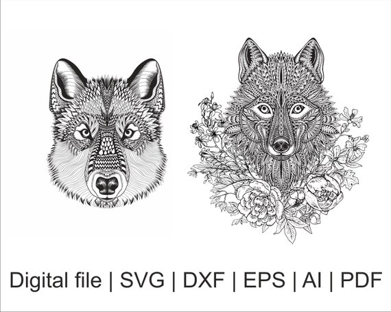 Download Wolf svg, Wolf svg file, Wolf Mandala svg, Zentangle svg ...