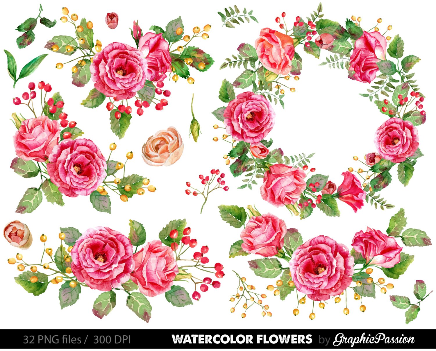 Watercolor Flower Clipart Wedding Floral Clip Art Watercolor Flower Clipart Wedding Floral Clip Art