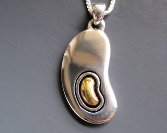 GOLDEN Kidney Single Transplant Gift Pendant-Sterling Silver with Gold Plated Raised Kidney- Kidney Jewelry