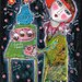 Special Price Painting Print modern folk art expressive whimsical colorful Tea With The Diva