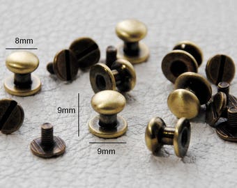 8mm - collar button brass handles to the bronze leather work
