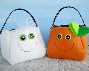 Toy Sewing Pattern for Ghost, Spider and Pumpkin Treat Bags - PDF ePATTERN