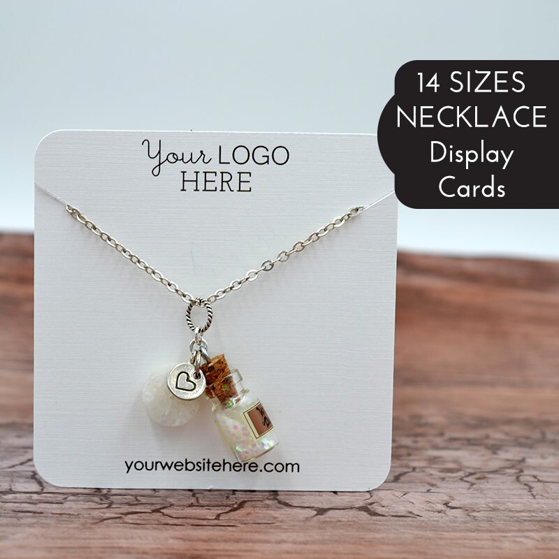 14 SIZES Custom Necklace Cards with Your Logo Jewelry