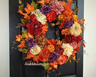 fall wreath 30'' fall wreaths outdoor wreaths for front door wreaths Thanksgiving decorations outdoor wreaths gift ideas yellow