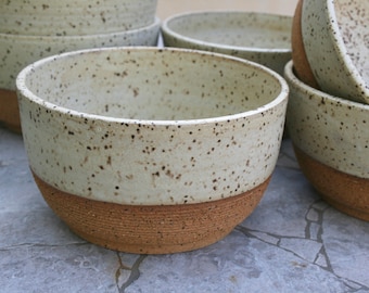 rustic cereal bowl, speckled pottery, breakfast bowl, handmade bowl, speckled stoneware, rustic dinnerware, handmade pottery, white speckled