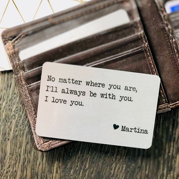Personalized Metal Wallet Insert Card with any Text / Quote