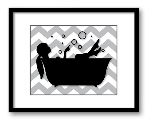 Bathroom decor bathroom print grey gray black white girl with Bathroom decor bathroom print grey gray black white girl with