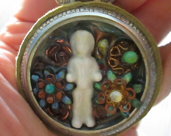Flower Child Assemblage Art/Ornament/Pendant