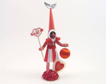 READY TO SHIP Vintage Inspired Spun Cotton Valentine's Day Big Crush Girl Ooak