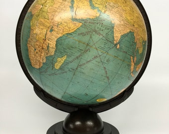 Antique World Globe, Cram's Terrestrial Globe, Desk Globe, Vintage Cram's World Globe, Antique Globe, Vintage Office Decor