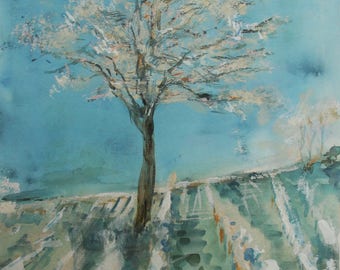 The tree in the vineyards postcard