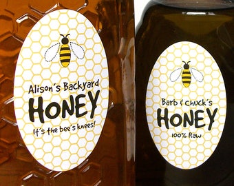 CUSTOM large OVAL Cute Honey labels, customized honey bottle and mason jar labels are great gifts for backyard beekeepers