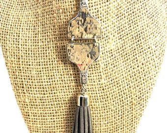Vintage fork handle necklace, silverware jewelry