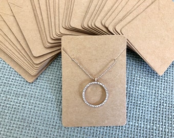 50 Kraft Necklace Display Cards BROWN