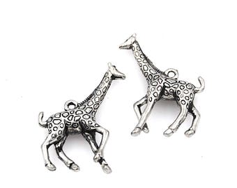 2pc, Large Giraffe Charm, Pewter