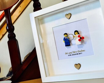 Lego® wedding gift frame with ring. Customable!!