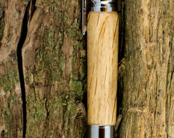 Bolt Action Bullet Pen in Chrome and Oak
