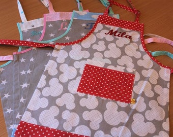 Apron for children, Apron for cooking with the child's name, different colors available