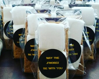 May The S'mores Be With You- Nerd Wedding- Nerd Gift- Star Wars Party - Wedding Favors- S'more Kits- S'mores- S'mores Wedding Stickers