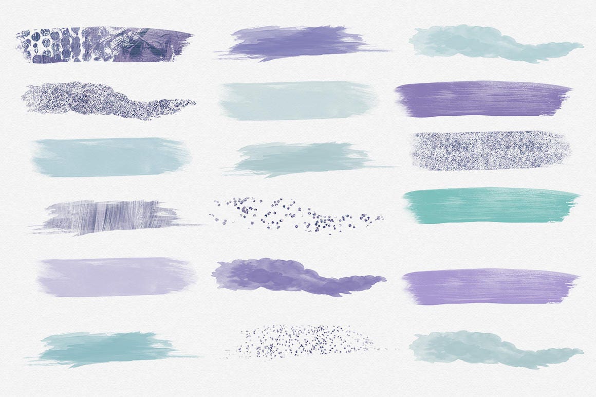 Download PURPLE & TEAL PAINT Strokes Clip Art Commercial Use ...