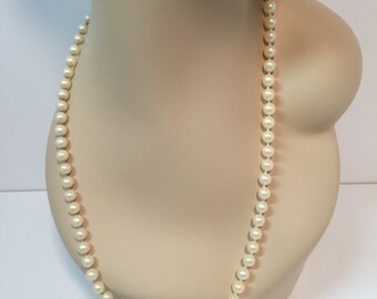 Vintage Japan pearl necklace with floral clasp