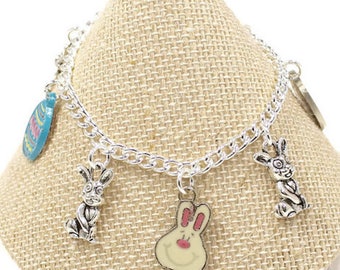 Girls Rabbit Bracelet Girls Easter Bracelet Girls Easter Gift Easter Egg Charm Girls Jewelry Girls Easter Bracelet Easter Egg Jewelry G29
