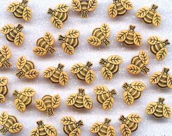 TINY BEES - Bumble Honey Garden Nature Summer Novelty Dress It Up Craft Buttons