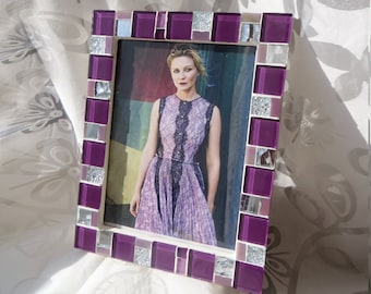 5x7 frame - Mosaic photo frame - Purple frame - Photo frame 5x7 - Picture frame 5x7 - Purple frames - Purple frame set - Mosaic art