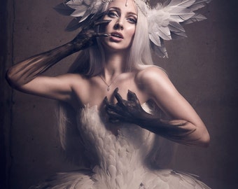 Swan Odette Bridal Headdress MADE TO ORDER
