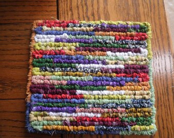 FREE ITEM WITH Purchase, Pot Luck, 7 x 7 Inch Pot Holder, Primitive Pot Holder, Kitchen Housewares, Hand Woven