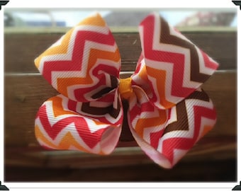 Autumn Chevron Boutique Bow