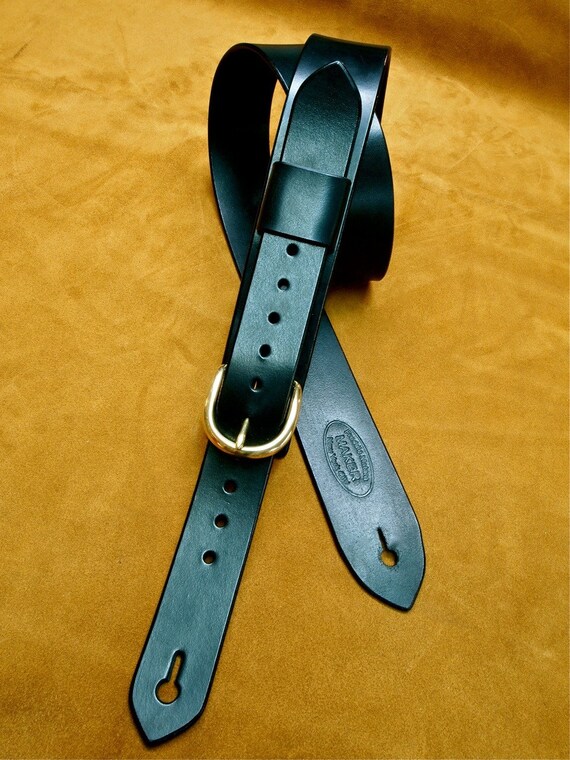 Leather Guitar Strap Black bridle leather Classic Vintage rocker strap Strong and clean Handmade for YOU in USA by Freddie Matara!