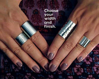 statement jewelry / stainless steel ring cuff / boho rings / tube ring / armor ring / wide cuff ring / long ring