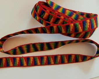 Braid G3 - Woven Ribbon red, blue, green and yellow