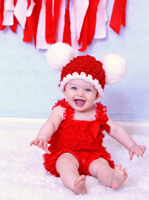 Christmas Baby Hat 6 to 9 Month Baby Santa Hat Baby Girl Hat