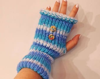 Fingerless Gloves, Arm Warmers, blue gloves, Women's Gloves, gloves for her, legwarmers, light blue gloves, arm sleeves, half finger gloves