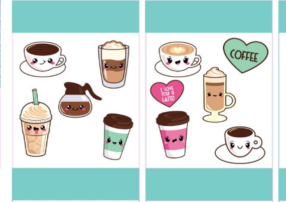 coffee stickers coffee planner stickers kawaii stickers
