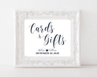 Cards And Gifts Sign, Navy Wedding Sign, Wedding Gift Table, DIY Wedding All Sizes Inc 8x10 SKU# CWS305_11C